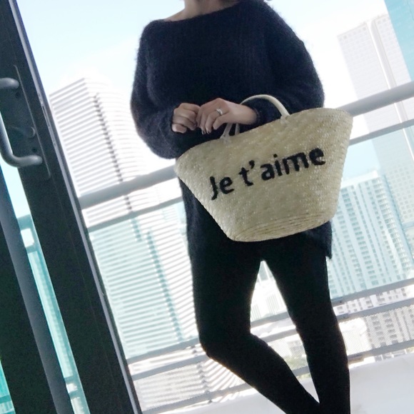 🌸LAST 1🌸 "Je t'aime" Straw Tote Bag - Picture 4 of 6